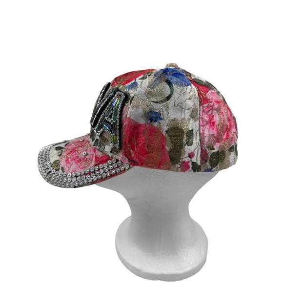 Bedazzled Floral "Diva" Cap With Rhinestones & Adjustable Strap - Picture 5 of 6
